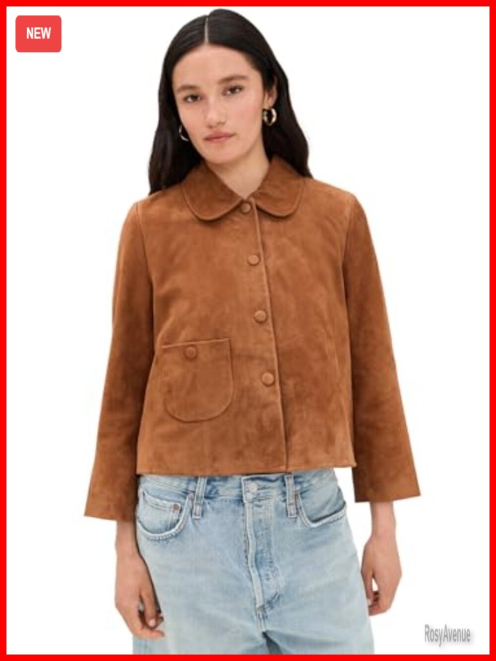 ba&sh Veste Milas Suede Jacket Mid-Weight Goatskin Button Placket